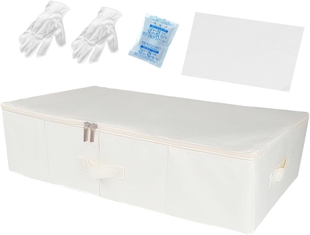 Wedding Dress Storage Box: Dresses Preservation Bag with 30Pcs Acid-free Tissue Paper & Microfiber Gloves