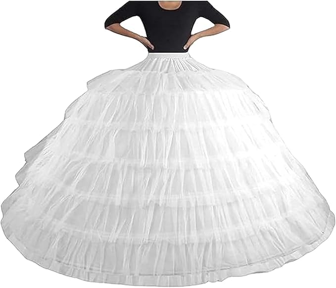 Ball Gown White 6 Hoop Petticoat Crinoline for Women Underskirt Ball Gown Skirt Petticoats for for Bridal Wedding Dress