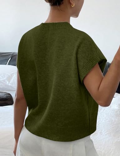 Image of 2026 Womens Floral Sweater Vest Cute Cap Sleeve Tops 3D Flower Decor Knit Tank Top Loose Spring Fall Summer Clothes