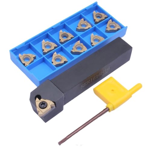 Image of CNC Threading Tool Set — SER1616H16 External Thread Holder + 16ER A60 Carbide Inserts (10 pcs) | 60° Metric/UN | 16×16 mm Shank