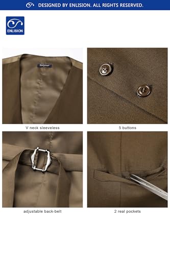 Image of Enlision Men's Suit Vest Business Formal Dress Waistcoat Solid Color Vest for Suit or Tuxedo