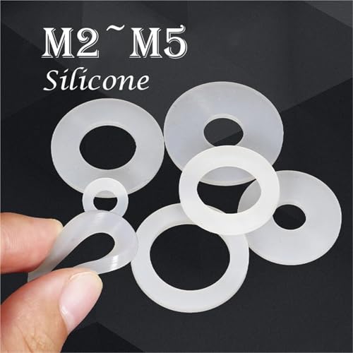 Lkq- M2 M2.5 M2.7 M3 M4 M5 Silicone Flat Gasket White Silicon O Rings Seal Washer, 肵Ăđϋv(M3x6x2mm-50Pcs)