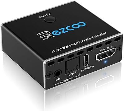 Estrattore audio HDMI 2.1 4K 120Hz VRR ALLM HDMI ARC Extractor Switch 2 IN 1 OUT VRR ALLM HDCP2.3 HDR10 Convertitore audio che de-embed HDMI in HDMI SPDIF Ottico 7.1/5.1CH, Audio Stereo L/R per PS5 XB