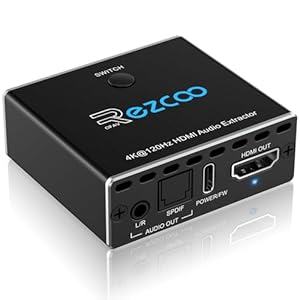 8K@60Hz 4K@120Hz HDMI2.1 Audio Extractor 2 in 1 Out,48 Gbps,HDCP 2.3, SPDIF 5.1Ch,L/R 2.1Ch,Supports,ARC TV Apps,VRR,ALLM,HDCP Bypass,HDR,Vision Atmos,Soundbar,Graphics Card