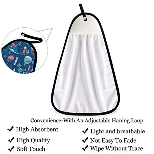 Visesunny Shark Octopus Cartoon Animal Hand Towel For Kitchen Bathroom Decor Soft Absorbent Cotton Dish Towel With Hanging Loop Botton Cleaning And Drying Washcloth #TOP3