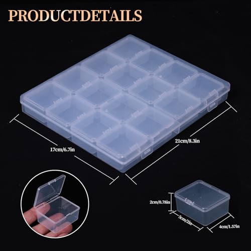 Image of Bead Organizer - 64-Compartment Clear Plastic Craft Organizers and Storage Box with Secure Hinged Lid, Jewelry Charms & Diamond Painting Art Supplies Organizer for Beads, Small Parts (64 pcs)
