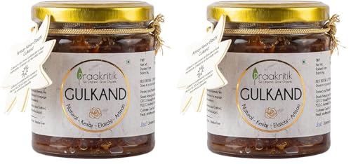 Image of Praakritik Gulkand Natural Kesar Elaichi - 250g, Artisan Flavor with Rose Petals, Honey & Mishri, Pure Vegetarian, Rich in Calcium & Antioxidants (Pack of 2)