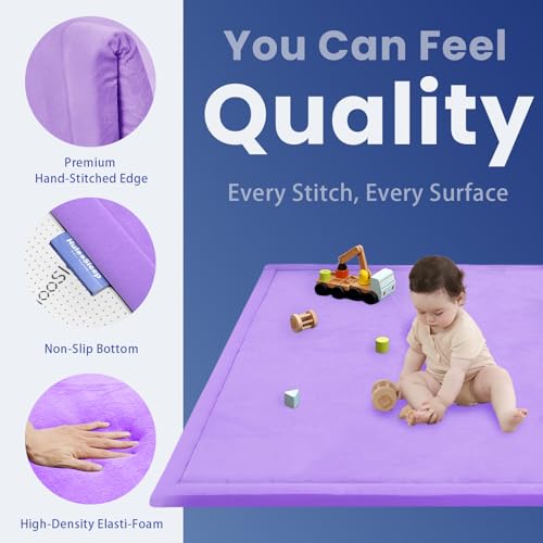 Image of Baby Play Mat for Floor,1.3 inch Thick Memory foam Tummy Time Mat for Toddlers,Infants,kids,Water-Repellent Soft Nursery Rug,Extra Large Non Slip for Crawling&Yoga,Tatami Style for Living Room(Lavender)