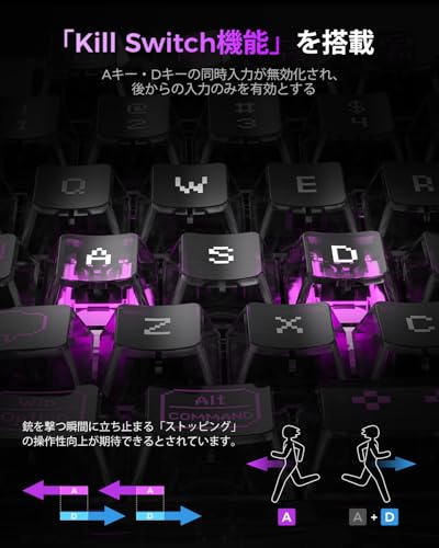 undefined 0.01mmラピッドトリガー 搭載 GravaStar Mercury V75 lite ゲーミングキーボード 有線 着脱式ケーブル ポーリングレート4000Hz対応 有線 75%レイアウト US配列 アクチュエーションポイント バックライトRGB 磁気式スイッチ 透明ブラック の商品画像 3