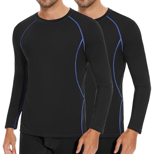 SIMIYA Mens Thermals Long Sleeve Undershirt Thermal Underwear Tops Fleece Lined Base Layer Tops Long John Shirts