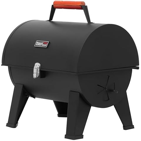 Grills House Portable Charcoal Grill with Two 217 Sq. In. Cooking Area, 20-Inch Tabletop BBQ Grill, Outdoor Barbeque Cooking for Camp, Travel, Picnic, Tailgate, Black, CC1619-SC Cover