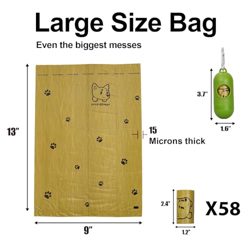 Image of Scented Dog Poop Bags With Dispenser, Strong and Leak-proof Waste Bags for Pets, 870 Count (58 Packs of 15), 13 Inch x 9 Inch (Khaki)