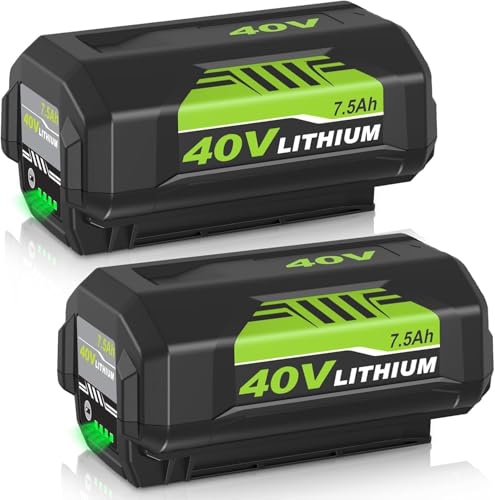 2 Pack 7500mAh Ultra High Capacity OP40602 Replacement for Ryobi 40 Volt Battery Lithium Compatible with Ryobi 40V Battery OP4075A OP40401 OP4026 OP40261 OP4050 OP40601 OP4030 Cordless Tools (Green)