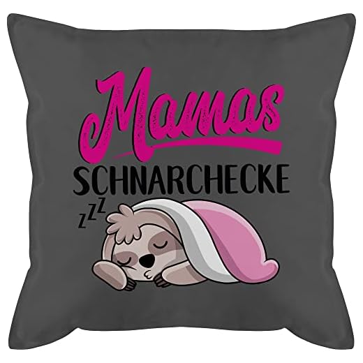 Muttertagsgeschenk Kissen mit Spruch Geschenk - Ideen - Mamas Schnarchecke mit Faultier - schwarz - Unisize - Grau - Mamas+schnarchecke - GURLI Kissen mit Füllung - Kissen 50x50 cm und Dekokissen mit