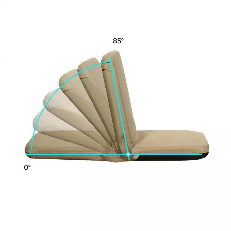 Orangemarine Siège inclinable autoportant Kactus Bleu – Dossier réglable 6 Positions – Assise rembourrée Haute densité – Chaise de Sol Pliable Camping, Plage, Bateau, Jardin (Beige)
