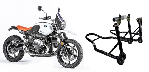 Coppia 2 cavalletti alzamoto alza moto per alzare sollevare la ruota posteriore e anteriore davanti e dietro frontale compatibile con BMW R nine T 1200 nineT urban GS pure o scrambler