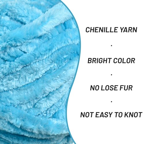 Image of Fuzzy Chunky Chenille Yarn for Crocheting,Soft Plush Yarns for Hand Knitting,Bulky 100 g(49.2 yd) Baby Blanket Yarn for Crocheting Amigurumi,Crochet Fluffy Velvet Yarns (Lake Blue)