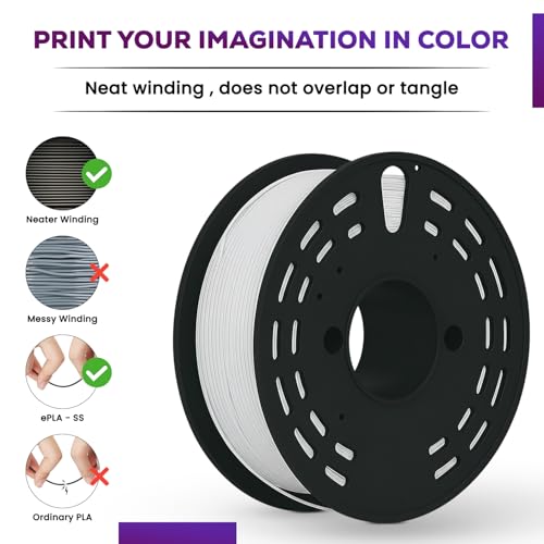 Image of PLA PRO + 3D Printer Filament Roll, 1kg Net Weight, Great Flexibility, Eco-Friendly, High Rigidity, Biodegradable, Low Warping Output, 1.75mm Diameter, Ideal for DIY Makers (White)