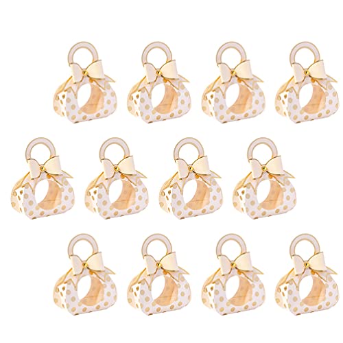 VALICLUD 50pcs Wedding Party Favor Box Candy Bag Chocolate Gift Boxes Chocolate Treat Box with Ribbons Handle for Bridal Birthday Shower Bomboniere 13X6. 5X3. 5cm Khaki