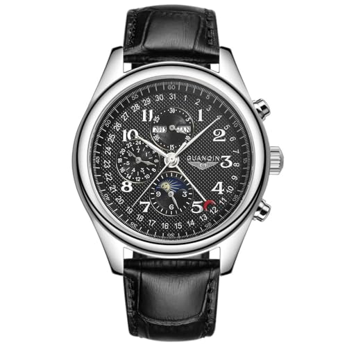 Guanqin Montre mécanique multifonction à remontage automatique en cristal saphir pour homme -...