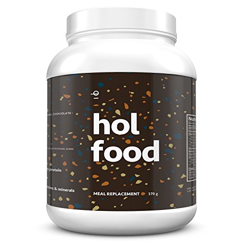 Hol Food Whey Protein + Vitamin Shake - Fast Delicious Meal Replacement Shake for Men & Women - Protein, Fibre, Soy-Free - Original Chocolate, 570 gm