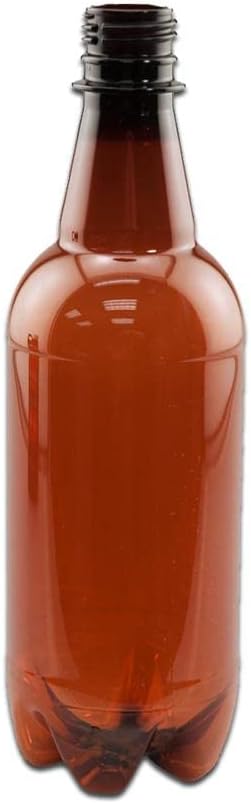 Amber P.E.T. Beer Bottle - 500 ml with Caps | 16.9 oz (24/Pack)