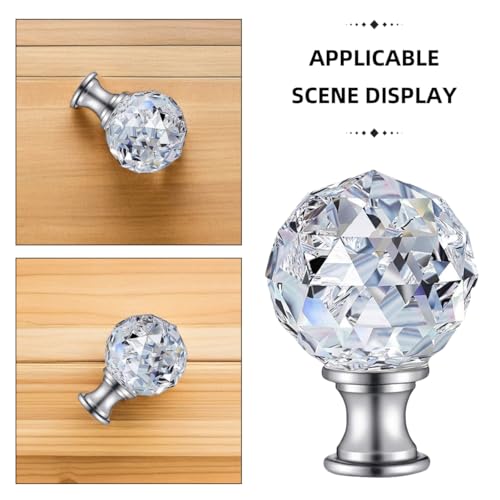Image of Outanaya Crystal Lamp Finial Knob 1.77In Modern Chic Light Decoration for Lamp Shade Replacement with 27Mm Threaded Base Enhancing Vintage and Classic Fixtures