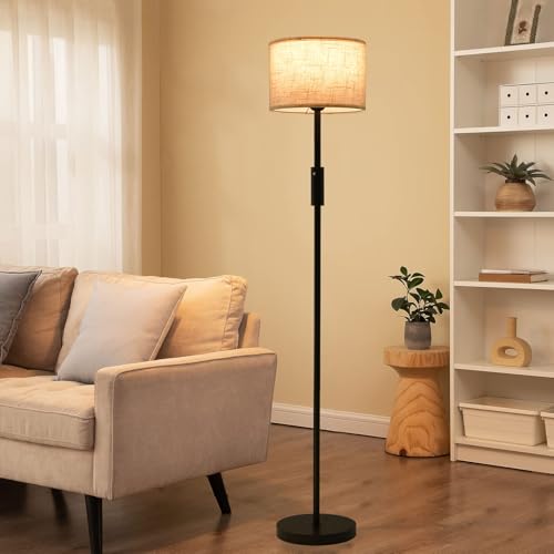 Lámpara de pie industrial de 5W con pantalla de lino antirreflejos para leer en el salón 4