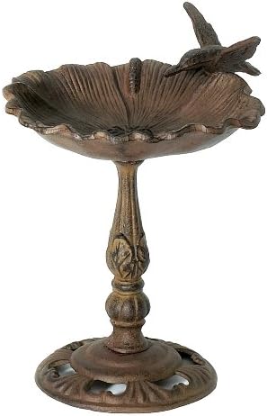 Cast Iron Bird Feeder with Humming Bird ~ 11 Inches Tall