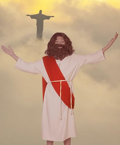 Disfraz niño Jesús con túnica beige 6 piezas 4-12 años miniatura 6