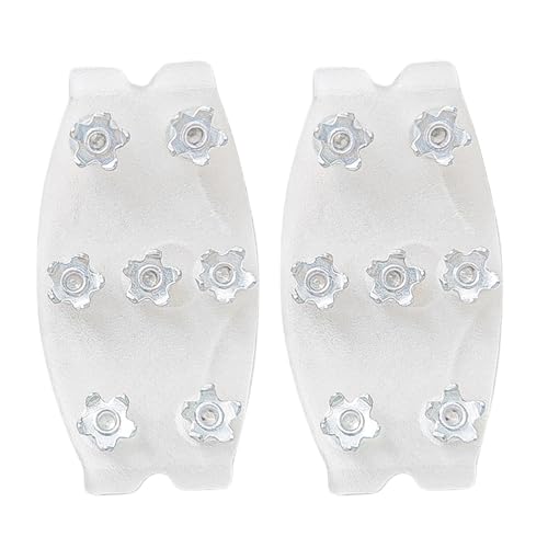 Tacos de hielo para zapatos, empuñaduras antideslizantes universales de 7 dientes, pinchos de nieve invisibles transparentes para senderismo de invierno, crampones de silicona y metal, tracción sobre