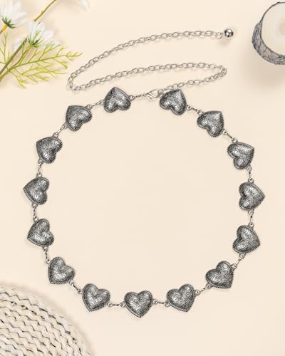 Metal Concho Belts for Women Vintage Western Silver Chain Belt for Cowgirl Country Dresses Jeans4