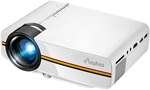 Beamer, Elephas LED Mini Beamer unterstützt 1080P HD für HDMI/VGA/AV/USB/SD für TV PC Laptop Kopfhörer iPhone Filme und Video Spiele, Weiß