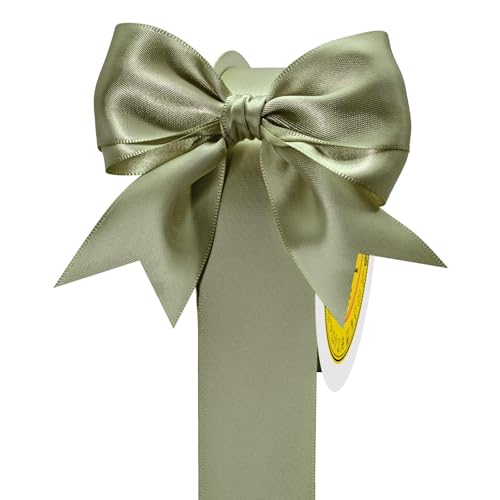 Image of Double Face Dusty Sage Green Satin Ribbon 1-1 /2 inch X 50 Yards Polyester Dusty Sage Green Ribbon for Gift Wrapping Very Suitable for Weddings Party Hair Bow Invitation Decorations and More