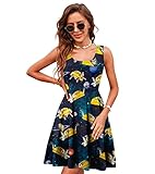 uideazone Casual Sundresses for Ladies Women Pizza Cat Sleeveless Pleated Dress Round Neck Beach...
