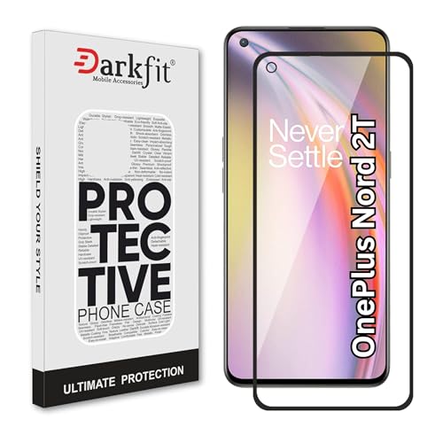 Image of DARKFIT Tempered Glass Premium Screen Protector Compatible for OnePlus Nord 2T | Edge to Edge Coverage with Easy Installation Kit | Scratch Resistance | HD Clear Glass (Black Border) | Pack of 1