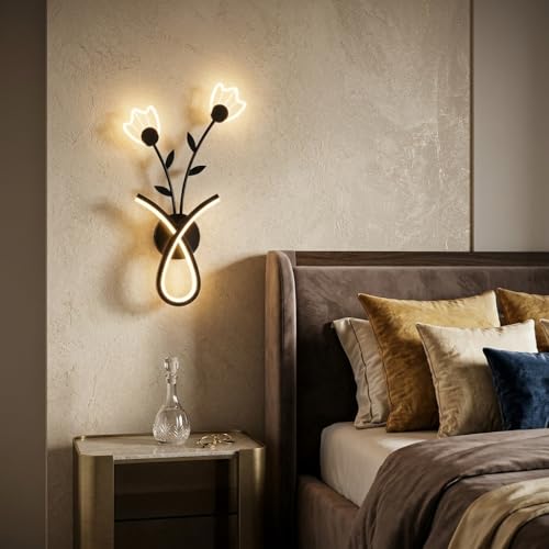 Image of Wall Light 3-Color CCT (Warm + Natural + Cold White) LED Ginkgo Leaf Design Metal Acrylic Wall Lamp for Bedroom Living Room Home Decor