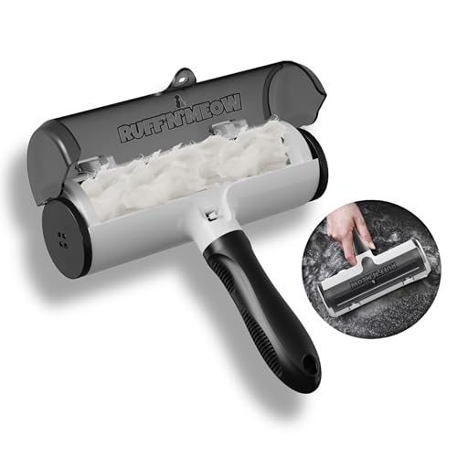 Ruff’N’Meow Pet Hair Remover Tool – Reusable Lint Roller for Dog & Cat Hair – Multi-Surface Fur Remover for Couch, Furniture, Carpet, Bedding & Car – Portable Pet Owner Essential – Built-in Fur Bin