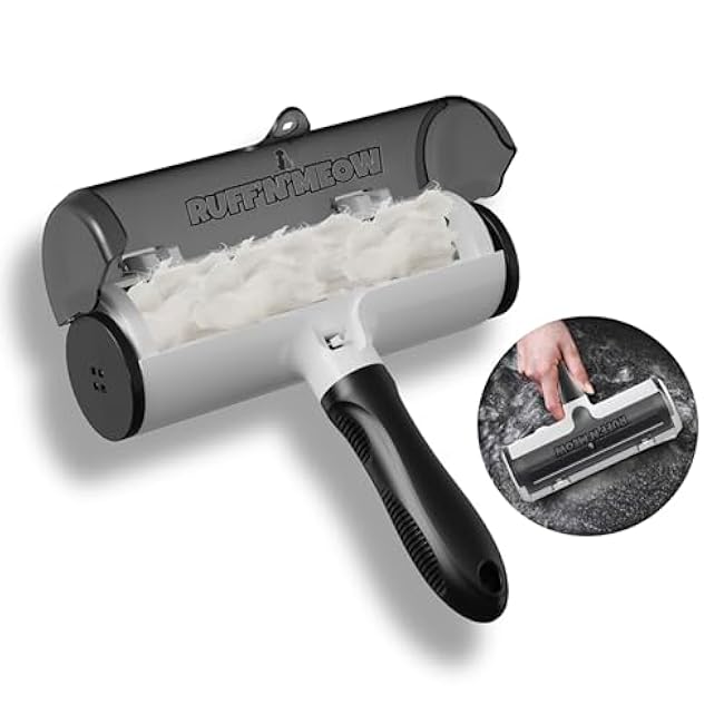 Ruff¡¯N¡¯Meow Pet Hair Remover Tool ¨C Reusable Lint Roller for Dog & Cat Hair ¨C Multi-Surface Fur Remover for Couch, Furniture, Carpet, Bedding & Car ¨C Portable Pet Owner Essential ¨C Built-in Fur Bin-yvQtSb18