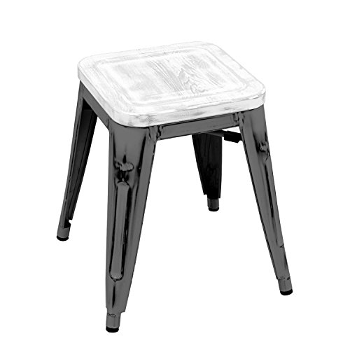 lo+demoda Antique Ural Taburete, Acero, Negro, 42.5x42.5x86 cm, 2 Unidades