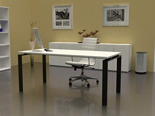 Oficit Mesa De Oficina Ideal Para Teletrabajo, Despachos, Sala De Estudios Y Ordenadores. Con Gran Amplitud Para Dar Más Comodidad, Con Estructura Metálica Negra. 160x80, White Oficit Mesa De Oficina Ideal Para Teletrabajo, Despachos, Sala De Estudios Y Ordenadores. Con Gran Amplitud Para Dar Más Comodidad, Con Estructura Metálica Negra. 160x80, White