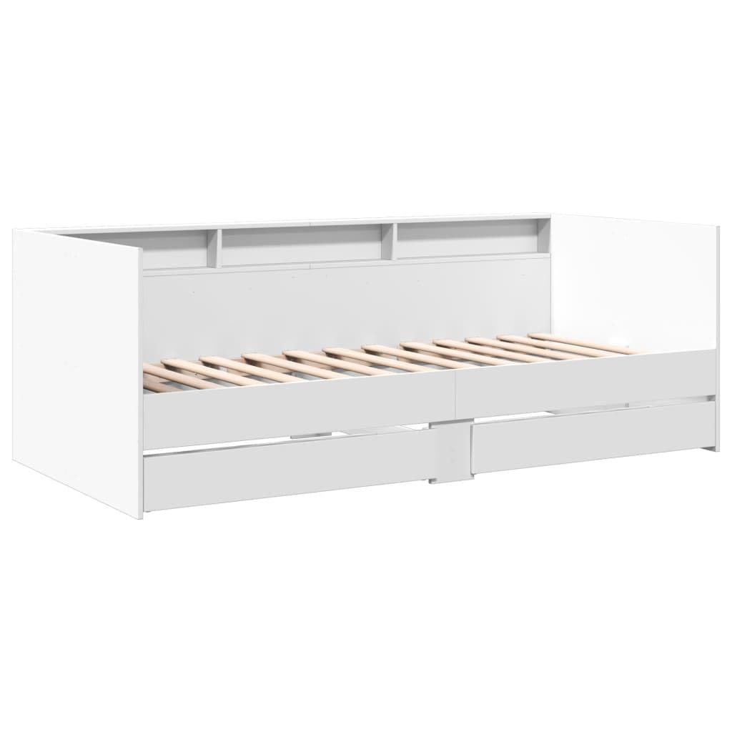 vidaXL Tagesbett – Gästebett mit 2 Schubladen, Schlafsofa/Daybed, Weiß, 100x200 cm, Holzwerkstoff