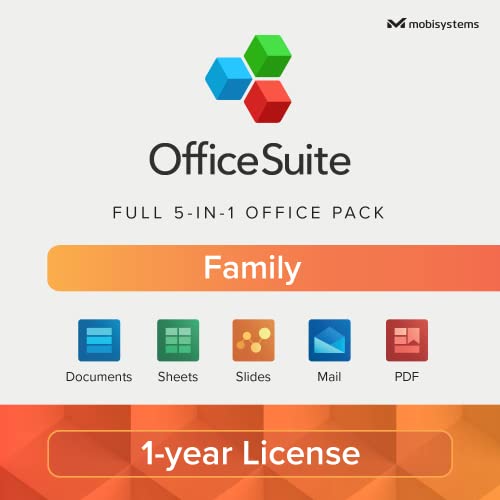 OfficeSuite Family Compatible with Microsoft® Office Word® Excel® & PowerPoint® and Adobe® PDF - 1 Year License for 1 Windows & 2 Mobile Devices / 6 Users