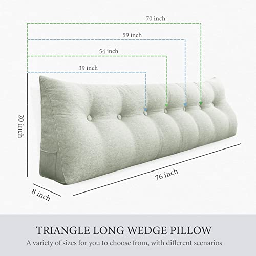 Bncktrd Triangle Reading Pillow Wedge Headboard Pillow King Perfect As Bed Rest Back Support Pillow Sitting Up In Bed Padded Headboard Wall Cushion With Removable Linen Cover Gray Beige #TOP3