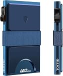 TOYFID Pop up Wallet for 12 Cards Paper Money RFID Wallet for Men Thin Metal Card Holder with Slid Ejector Button Quick Access to Bank Credit Card,Aluminium,Navy Blue