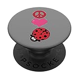 Photo Gallery design carino con coccinelle e scritta "peace lov popsockets popgrip intercambiabile Photo Gallery design carino con coccinelle e scritta "peace lov popsockets popgrip intercambiabile