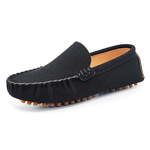 S. Tedazo Boys Girls Loafers Oxford Flats Boat Moccasin Slip-On Schooling Daily Walking Shoes Black #TOP12