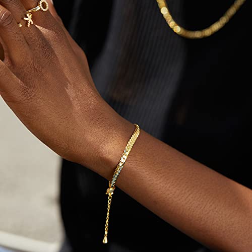 Image of FRUMOS Dainty Layering Bracelets for Women 18 k Gold Plated Fashion Adjustable Chunky Cuban Paperclip Link Chain Bracelets Jewelry for Women Gift