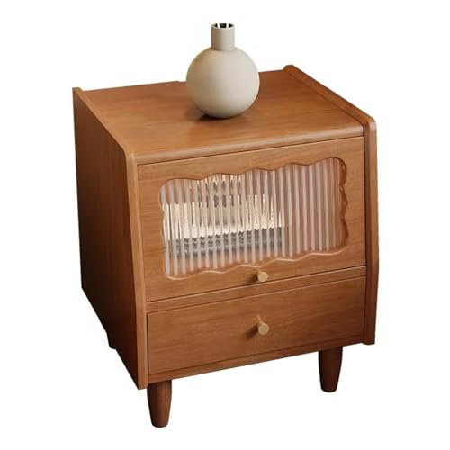 Table de chevet avec 2 tiroirs en bois de lit couleur naturelle pour chambre
