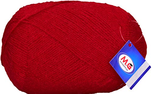 Image of M.G ENTERPRISE Jupiter Red (200 gm) Wool Ball Hand Knitting Wool /Art Craft Soft Fingering Crochet Hook Yarn, Needle Knitting Yarn Thread Dyed